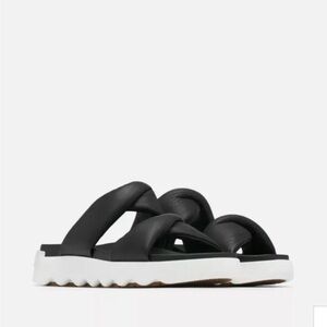 Sorel Viibe Twist Black and White Women's Slides Size 8.5